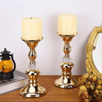 Europeisk Guld Pelare Ljusstake Vintage – Antislip Botten Olika Storlekar