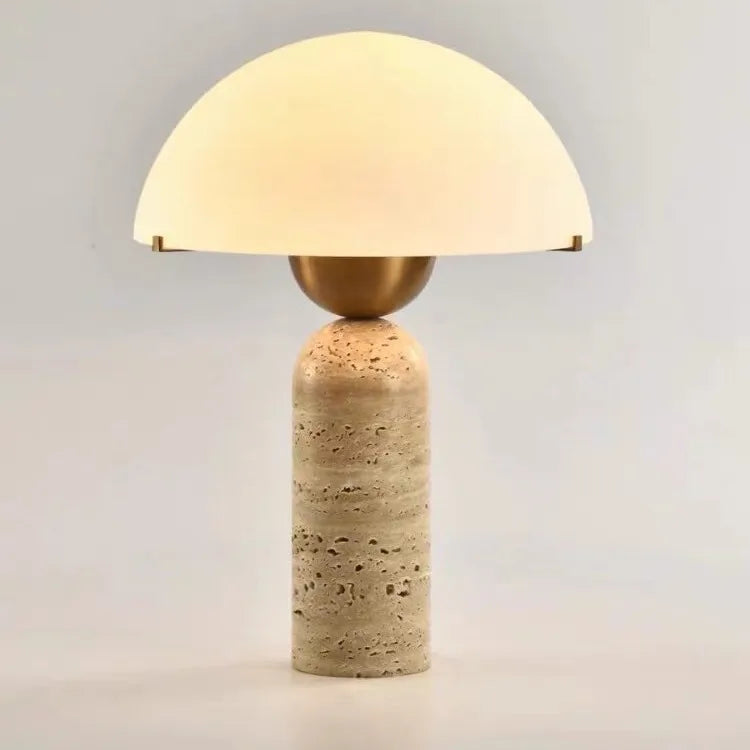 Nordisk Retro Travertin Bordslampa – Glas Amerikansk