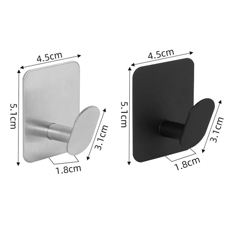 Rostfritt Stål Självhäftande Badsrumskrok 1/4-Pack – Badrock & Handduk Hållare