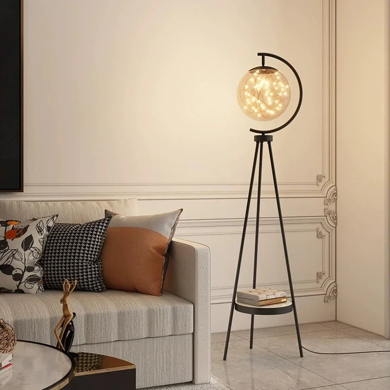 Nordisk Lyxig Glasglob Golvlampa – Stativ & Förvaring