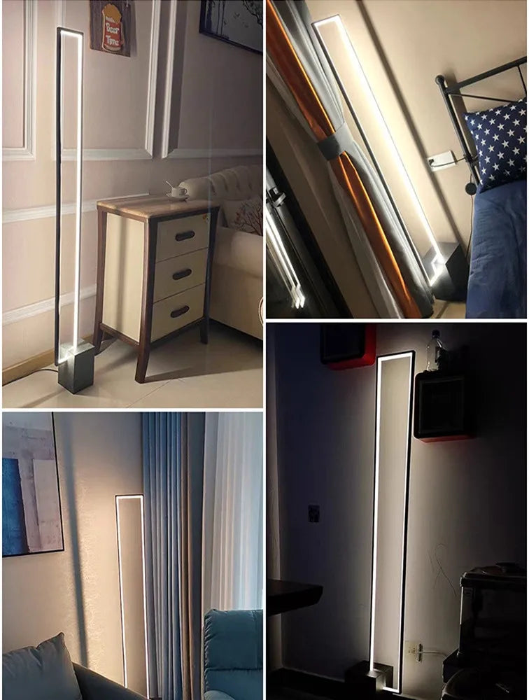 Nordisk Kvadratisk LED Golvlampa Dimbar – Modern Sovrum & Vardagsrum