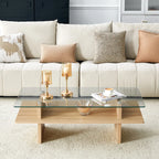 Soffbord 2-plan Glas & MDF – Träfinish