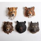 Lejon & Tiger Djurskulptur Väggdekor – Realistisk Beast Hantverk Vardagsrum