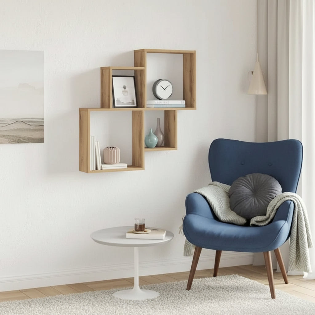 Kubisk Väggshylla Modulär – Modernt Öppet Hyllsystem MDF Flexibel Design