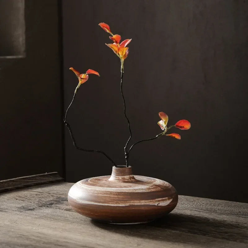 Japansk Keramikkruka Grov Stengods – Vintage Blomsterarrangemang Hotel