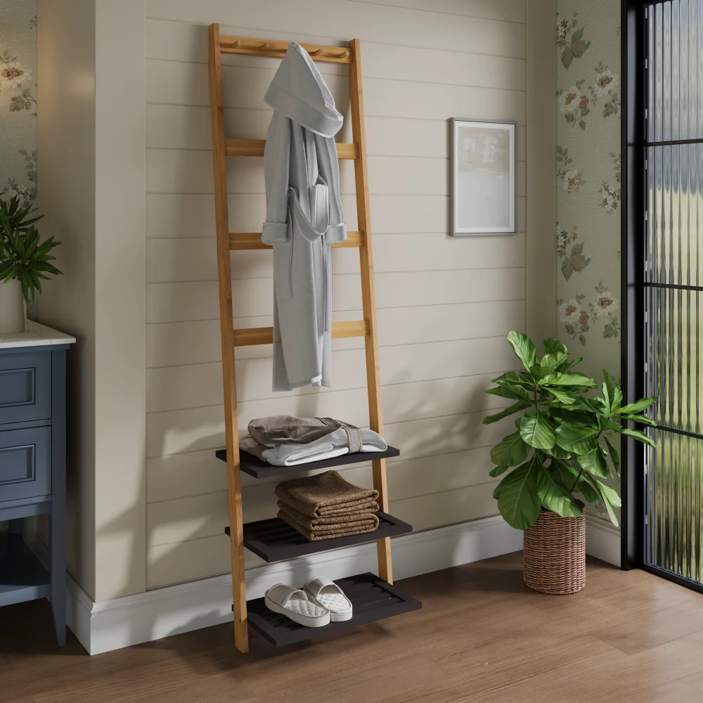 Bambu Kappstell med Skohylla – Naturlig & Koltänsfärg Hall & Entré