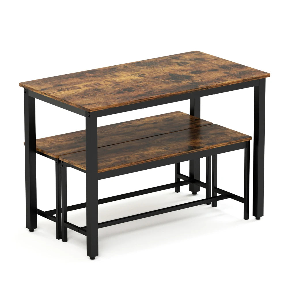 Industriellt Matbordsset – Bord & 2 Bänkar 110x60 cm