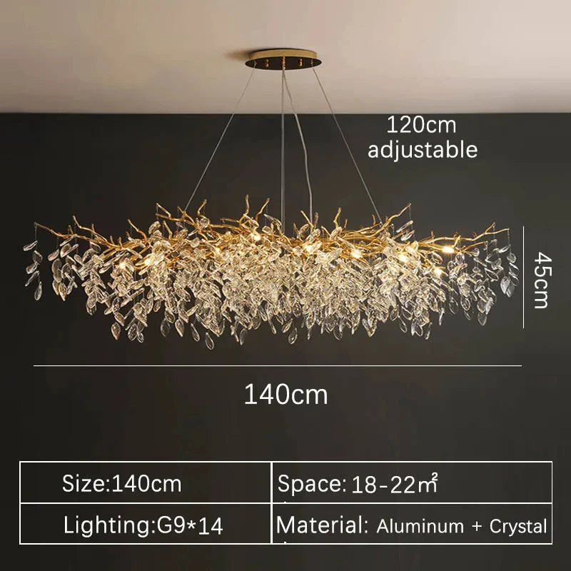 Lyxig Guld Kristalltakkrona LED – Matsal, Sovrum & Villa