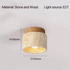 Cylindrisk Travertin Taklampa – Äkta Sten Downlight E27