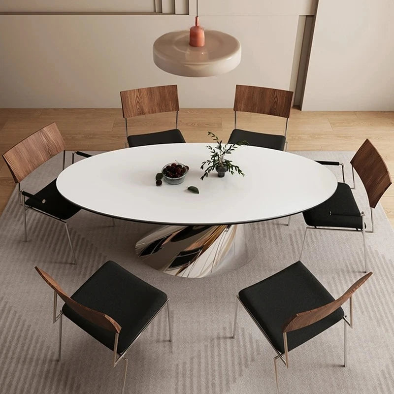 Designer Marmormatbord Runt – Platsbesparande Vardagsrum