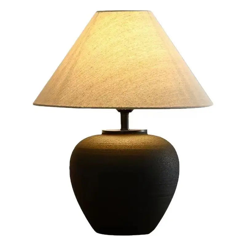 Japansk Kruka Bordslampa Keramik Wabi-Sabi – Handgjord Sovrum & Vardagsrum