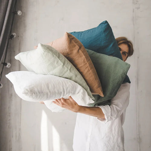 100% linne kuddfodral – mjuka och eleganta örngott i linne för säng, soffa och fåtölj