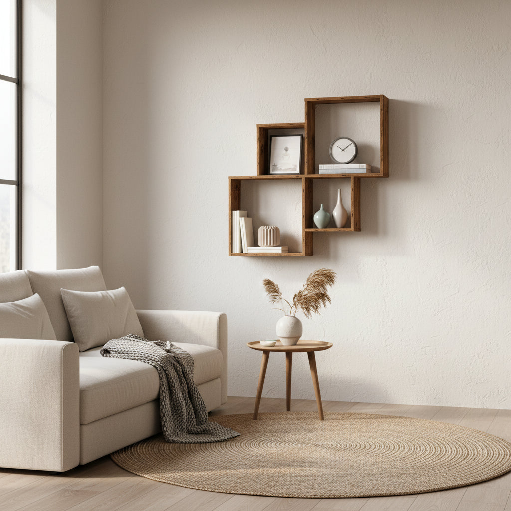 Kubisk Väggshylla Modulär – Modernt Öppet Hyllsystem MDF Flexibel Design