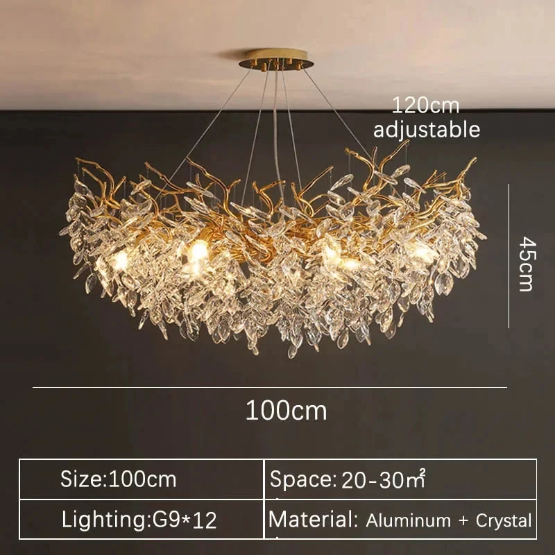 Lyxig Guld Kristalltakkrona LED – Matsal, Sovrum & Villa
