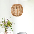 Boho Wickerlampskärm 15 cm Papperslina – E27/E26 Hänglampa Dekorativ