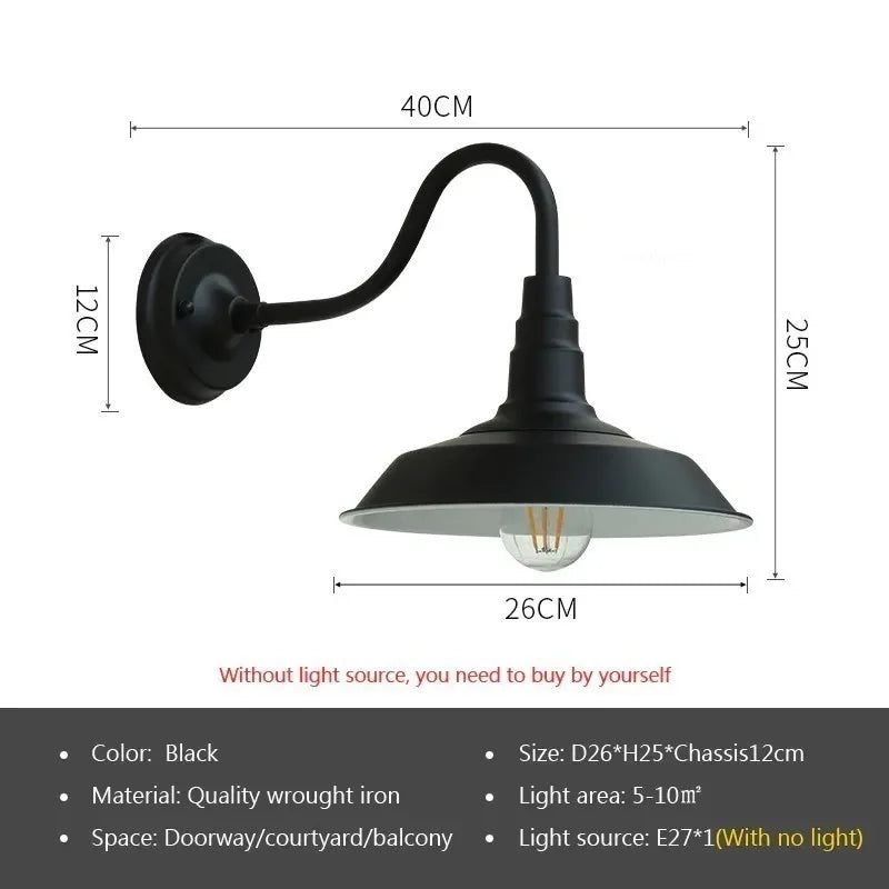 Retro LED Utomhusvägglampa E27 – Villa & Balkong