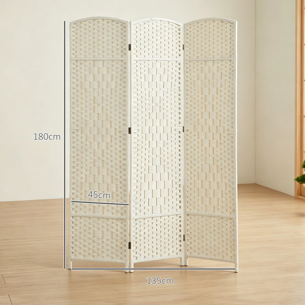 Trä Rumsavdelare 3 Paneler 135×180 cm Vit – Vikbar Skärm Sovrum & Vardagsrum