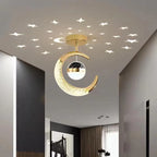 Kreativ Måne & Stjärnor LED Taklampa – Guld & Svart Loft