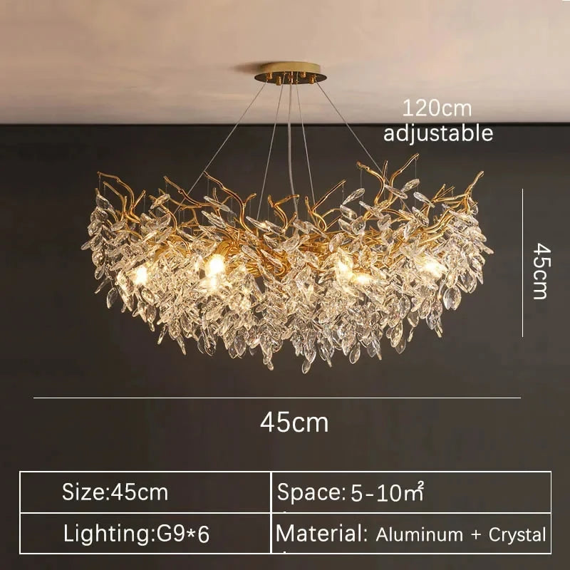 Lyxig Guld Kristalltakkrona LED – Matsal, Sovrum & Villa