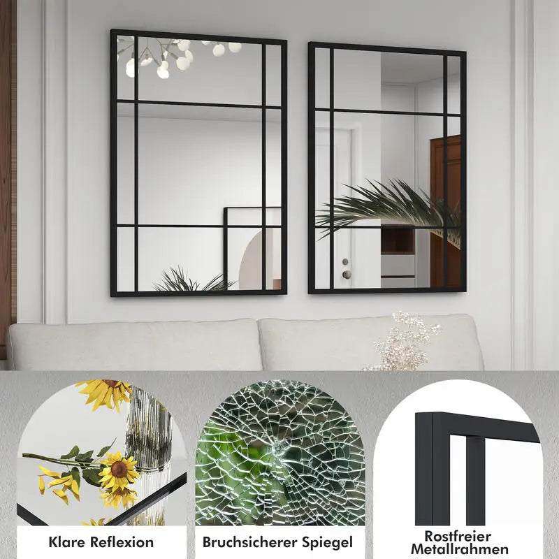 Rektangulär Väggspegel Metallram 100×70 cm – Dekorativ Hängspegel
