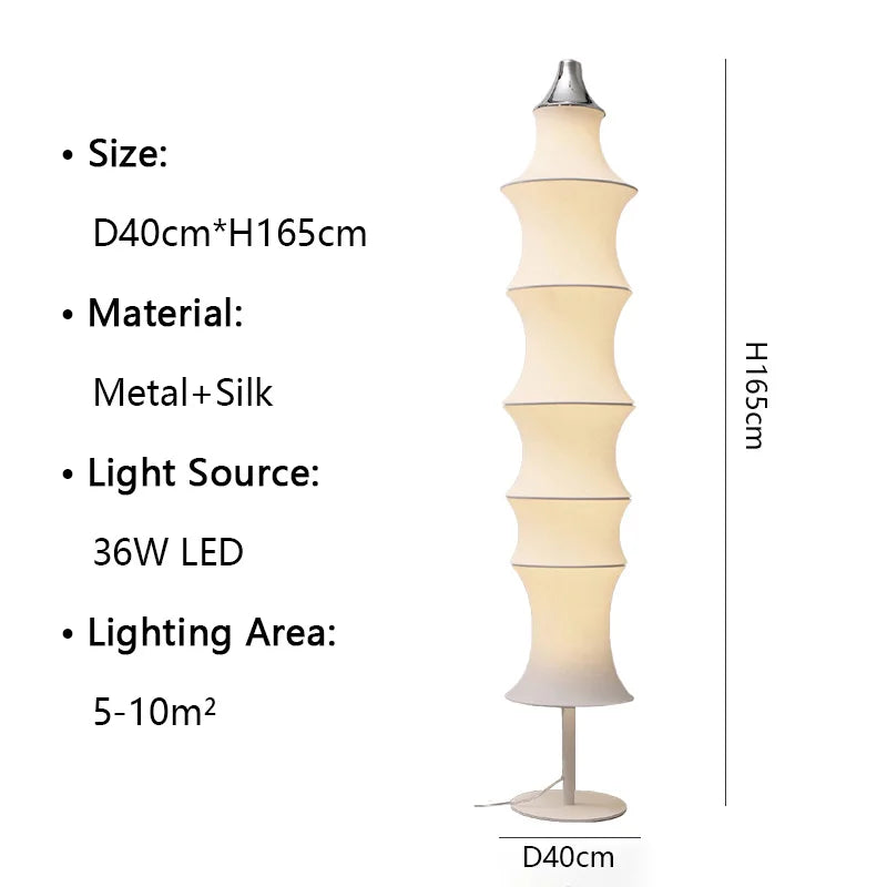 Nordisk Wabi-Sabi Silke Golvlampa – Japansk LED Sovrum & Vardagsrum