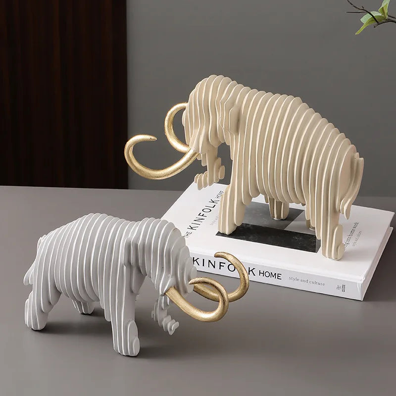 Kreativ Mammut Resin Skulptur – Abstrakt Randig Elefant Hemdekor