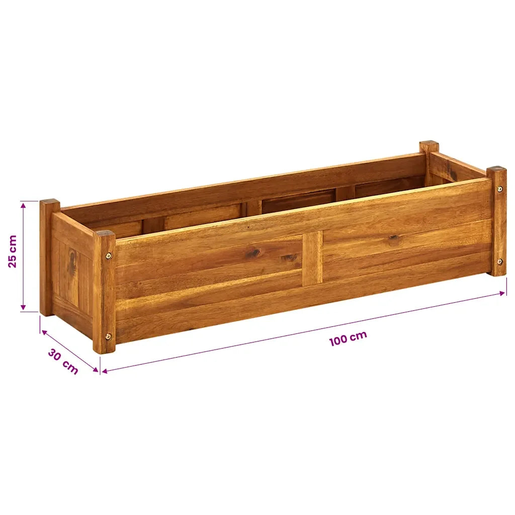 Upphöjd Odlingslåda Massivt Trä 100×30×25 cm – Balkong, Altan & Trädgård