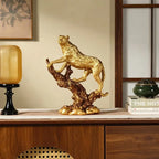 Gyllene Leopard Bokhylldekor – Lyxig Modern Skrivbordsornament Sovrum