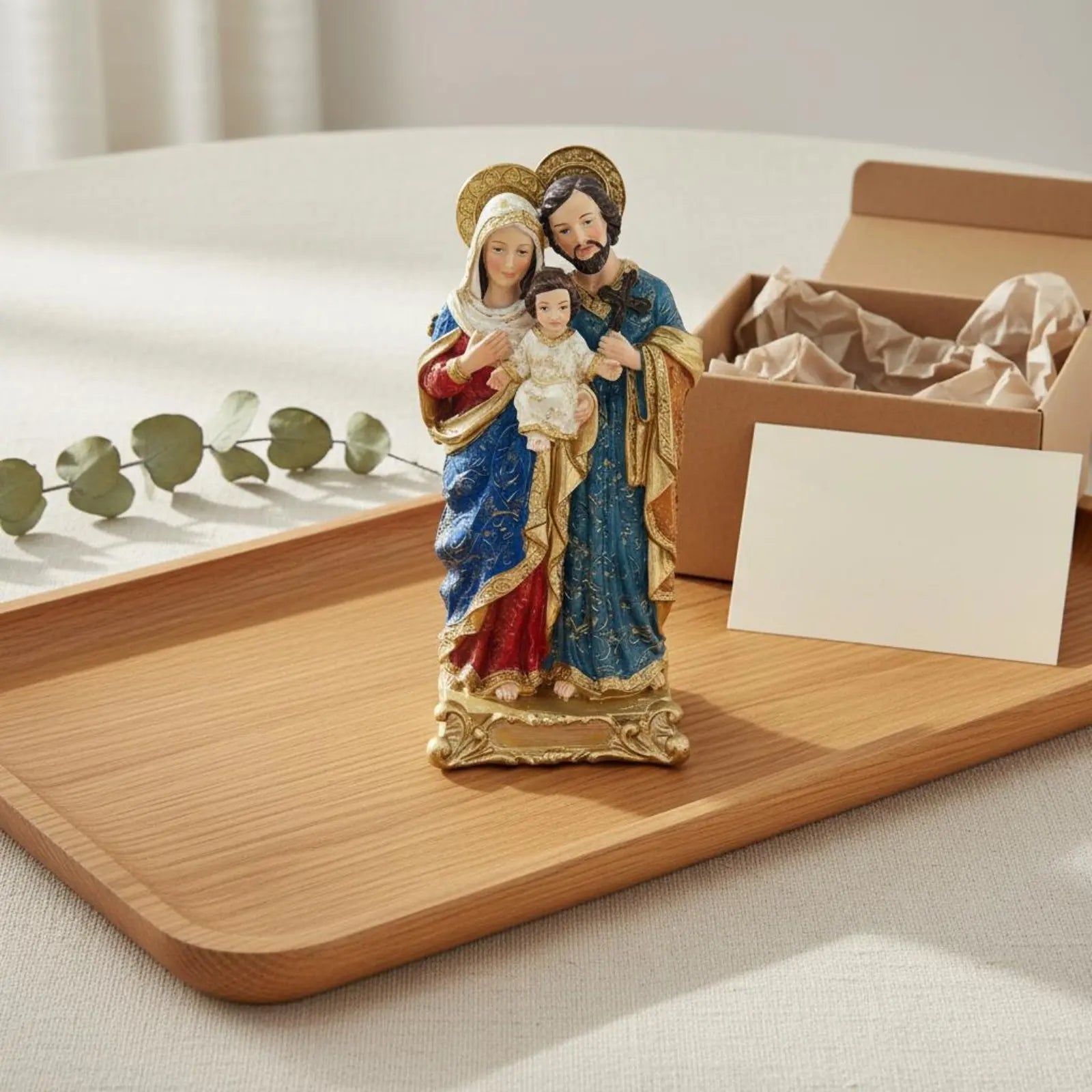 Den Heliga Familjen Resinstaty – Jesus, Maria & Josef Mors Dag Present