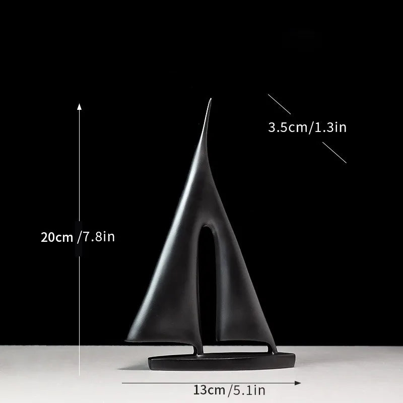 Minimalistisk Segelbåts Ornament Resin – Nisch Lyckosymbol Vardagsrum