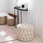 Rund Sittpuff i Sammet – Fotpall & Sittpall