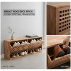 Skobänk Massivt Valnöt 94×20×38 cm – Smal Skobänk Hall & Entré
