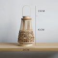 Kinesisk Träskylts Lykta Rushgräs – Wabi-Sabi Candle Holder Modellrum