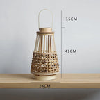 Kinesisk Träskylts Lykta Rushgräs – Wabi-Sabi Candle Holder Modellrum