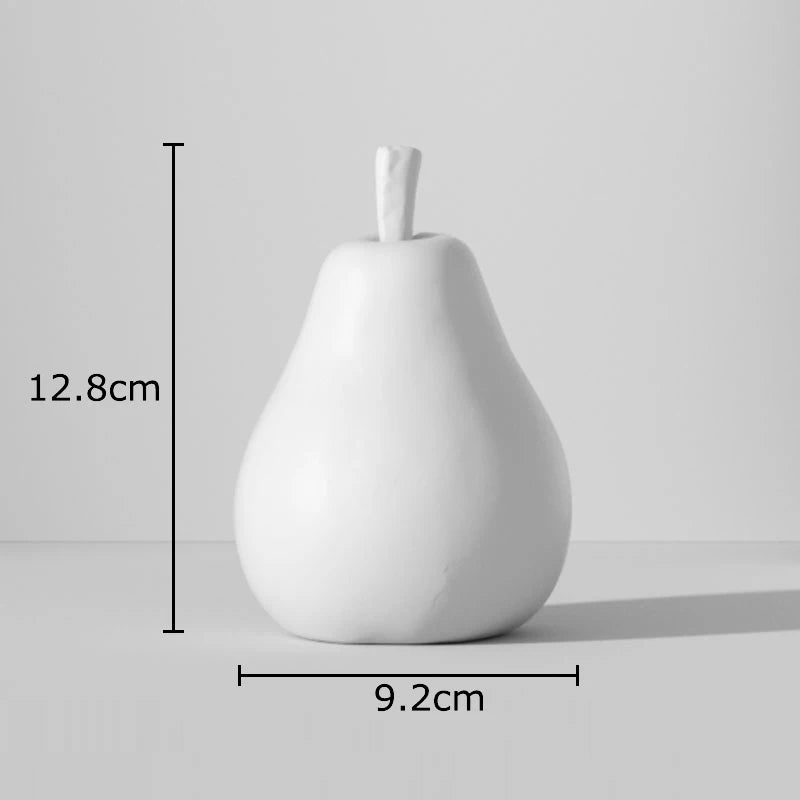 Svartvit Rand Äpple & Ananas Staty – Minimalistisk Resin Skrivbordsskulptur