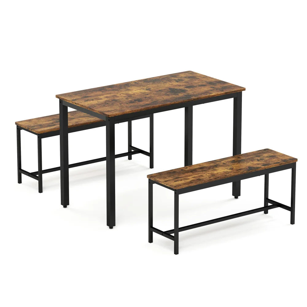 Industriellt Matbordsset – Bord & 2 Bänkar 110x60 cm