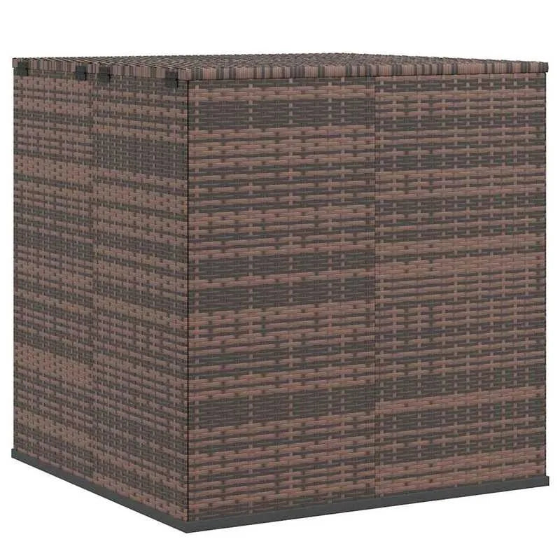 Utomhus Trädgårdskuddsbox 100×97,5×104 cm Rattan-look – Brun Patio & Balkong