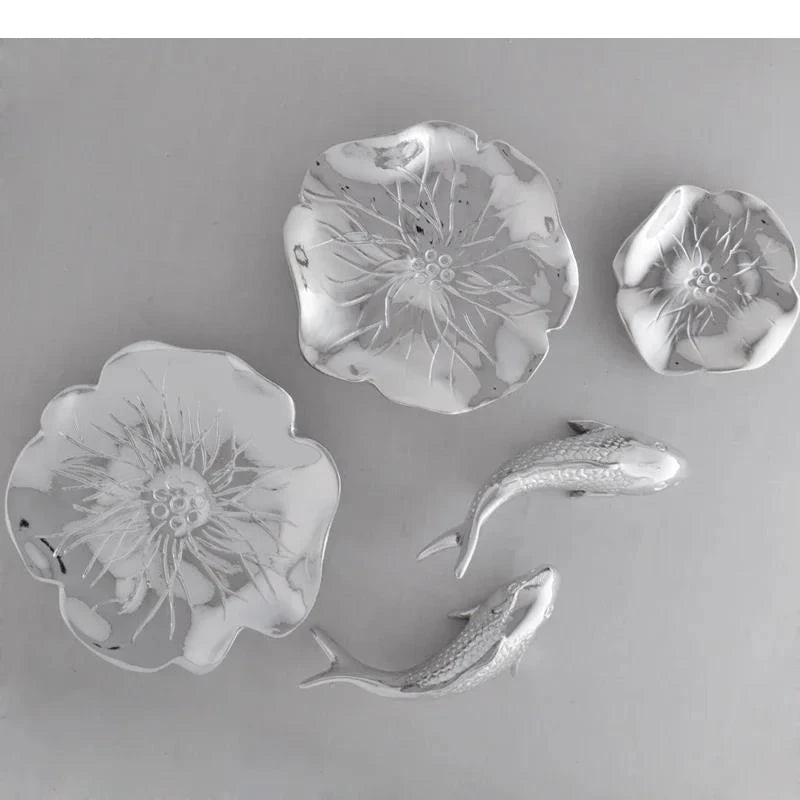 Karp & Lotusblad Resin Väggdekoration – Abstrakt Hantverk Vardagsrum