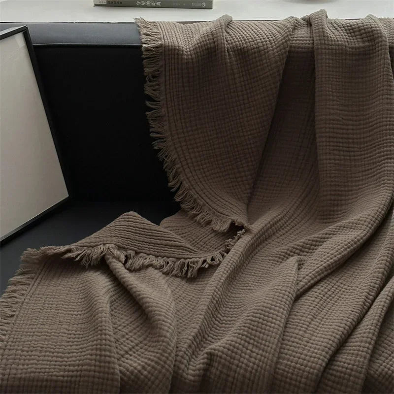 Mjuk filt i 100 % bomull – luftig bomullsfilt, varm pläd, soffpläd &amp; resefilt för vår och höst