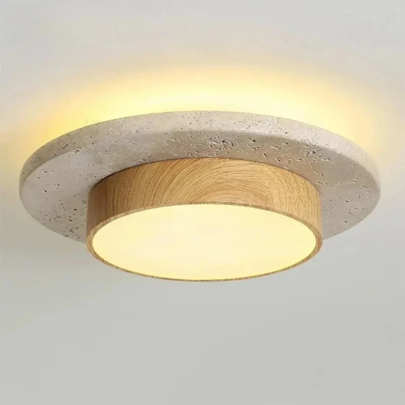 Rund Sten Taklampa Wabi-Sabi 28W – Valnöt D22 cm
