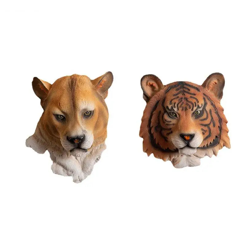 Lejon & Tiger Djurskulptur Väggdekor – Realistisk Beast Hantverk Vardagsrum