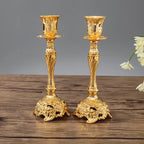2-Pack Guld & Silver Ljusstake Europeisk – Bröllop Metallantik Bordsdekor