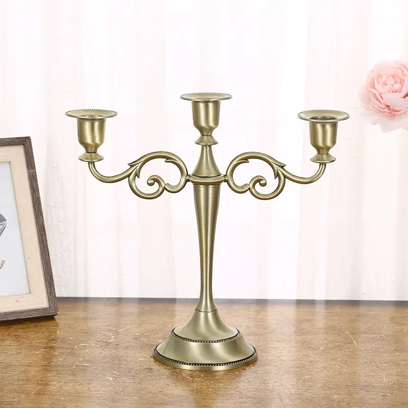 Lång Retro Metallljusstake 1/3-Arm – Målade Middag & Hemdekor