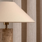 Nordisk Cylindrisk Bordslampa Marmorbas – Tyglampskärm Matsal & Sovrum