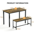 Industriellt Matbordsset – Bord & 2 Bänkar 110x60 cm