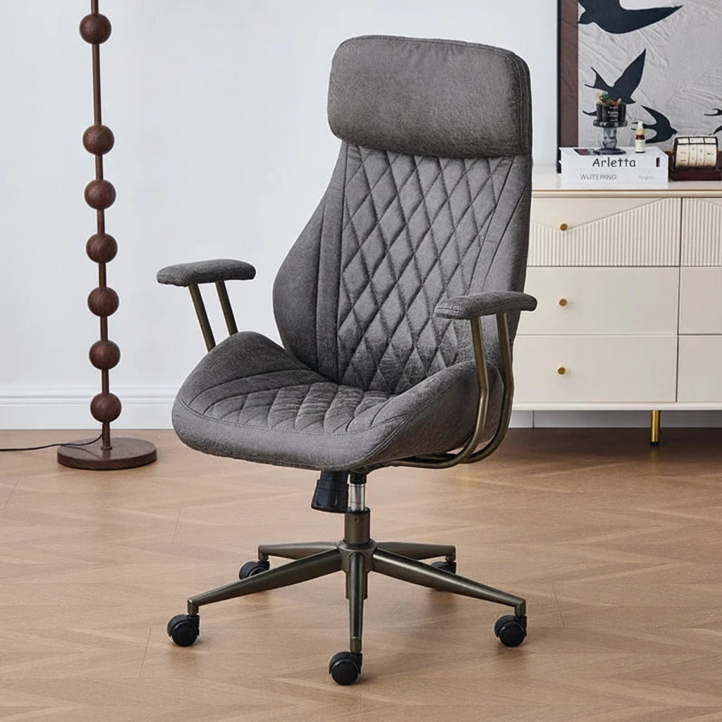 Reclinable Kontorsstol – Läder & Nackstöd