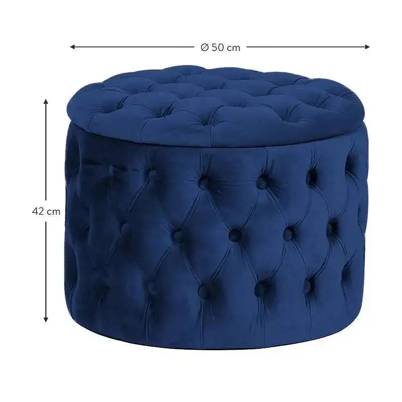Rund Sittpuff i Sammet – Fotpall & Sittpall