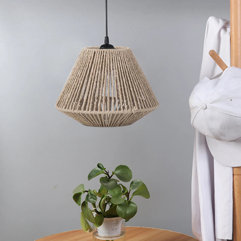 Rattanimitiation Lampskärm Vävd Papperslina – Bords- & Golvlampa