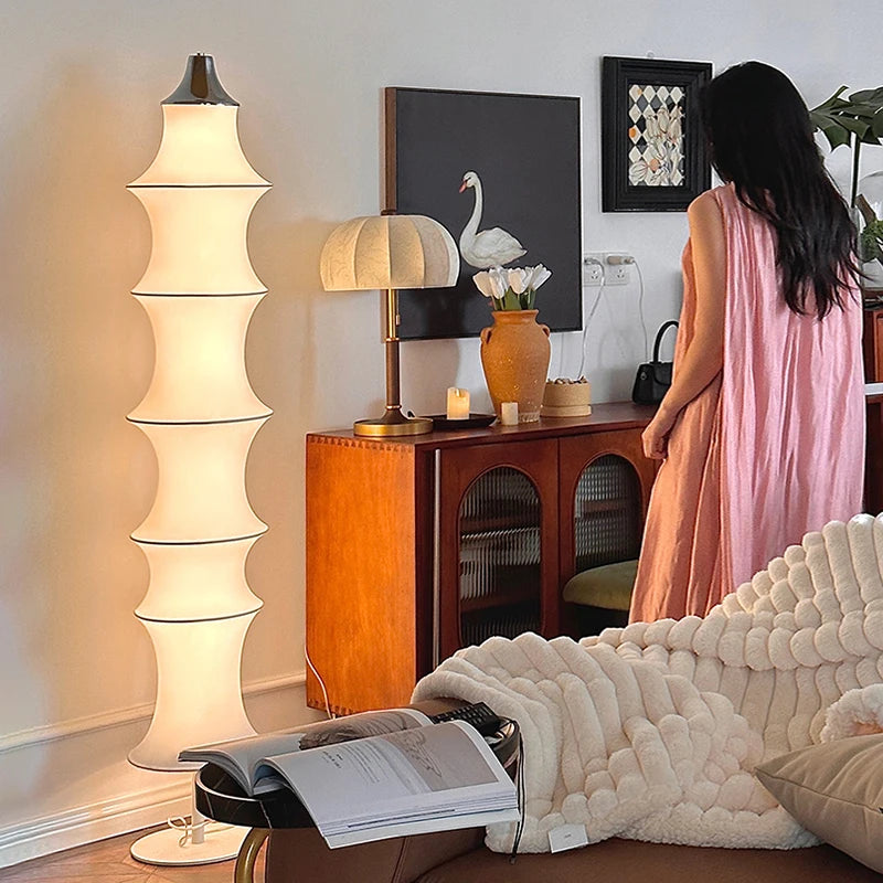 Nordisk Wabi-Sabi Silke Golvlampa – Japansk LED Sovrum & Vardagsrum