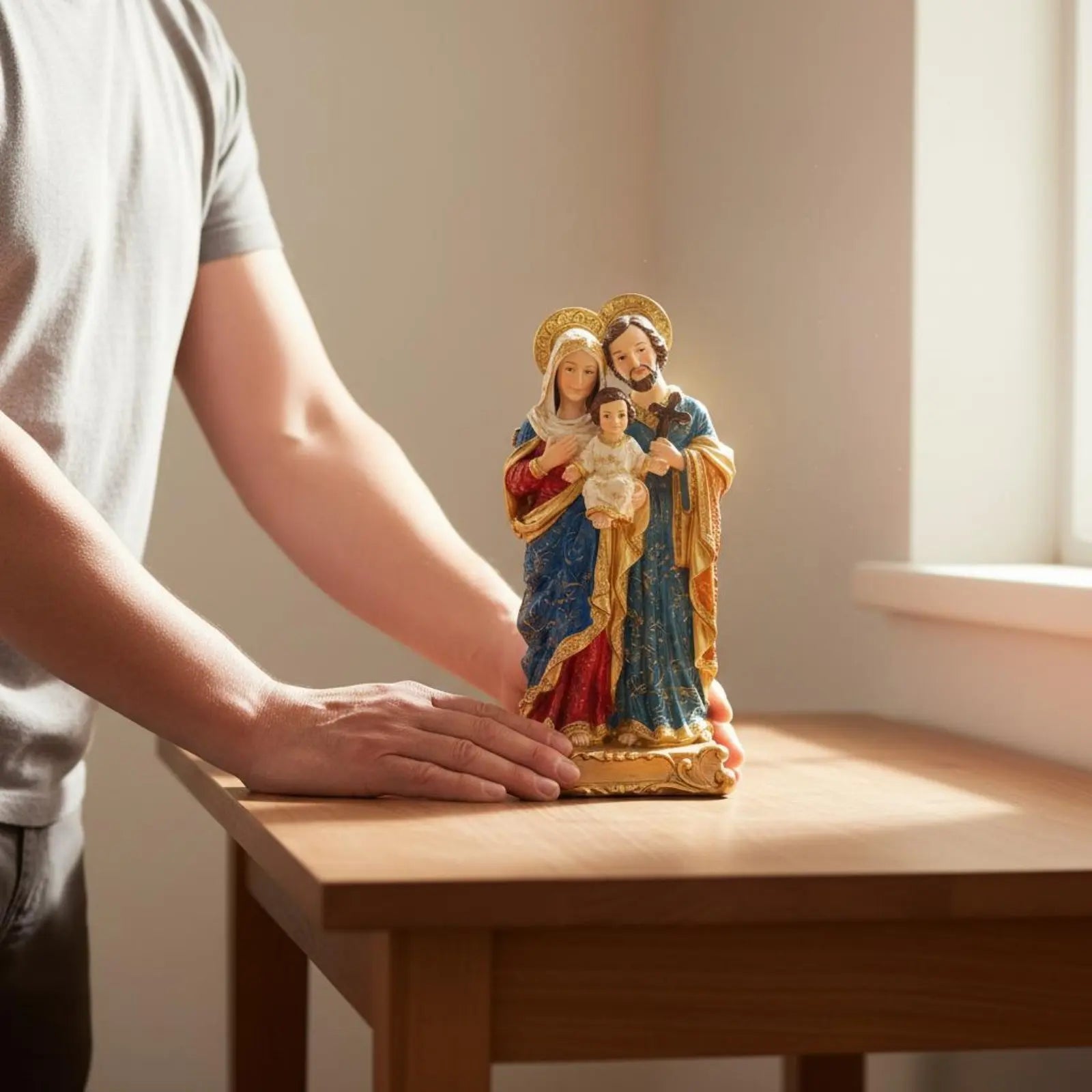 Den Heliga Familjen Resinstaty – Jesus, Maria & Josef Mors Dag Present